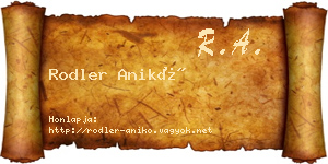 Rodler Anikó névjegykártya