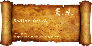 Rodler Anikó névjegykártya